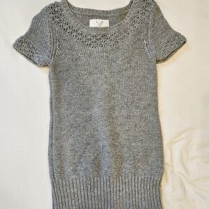 American Eagle Outfitters Heather Gray Short Sleeve Sweater